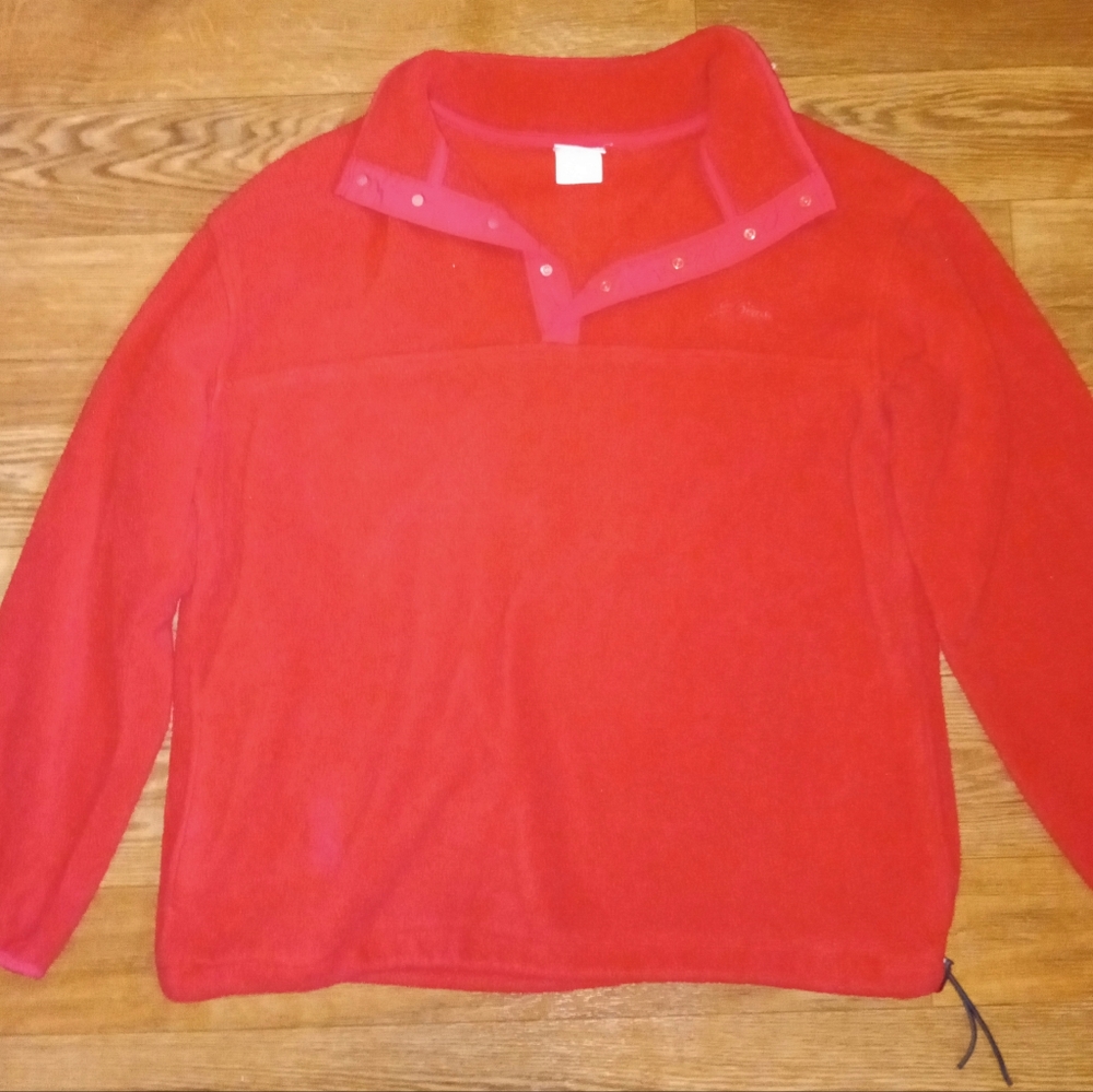 VINTAGE LL BEAN RED FLEECE PULLOVER/USA/SIZE LARGE.